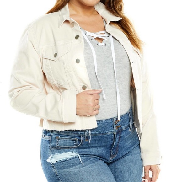 Rebel Wilson Raw Hem Cropped Jacket 1X - Picture 1 of 8